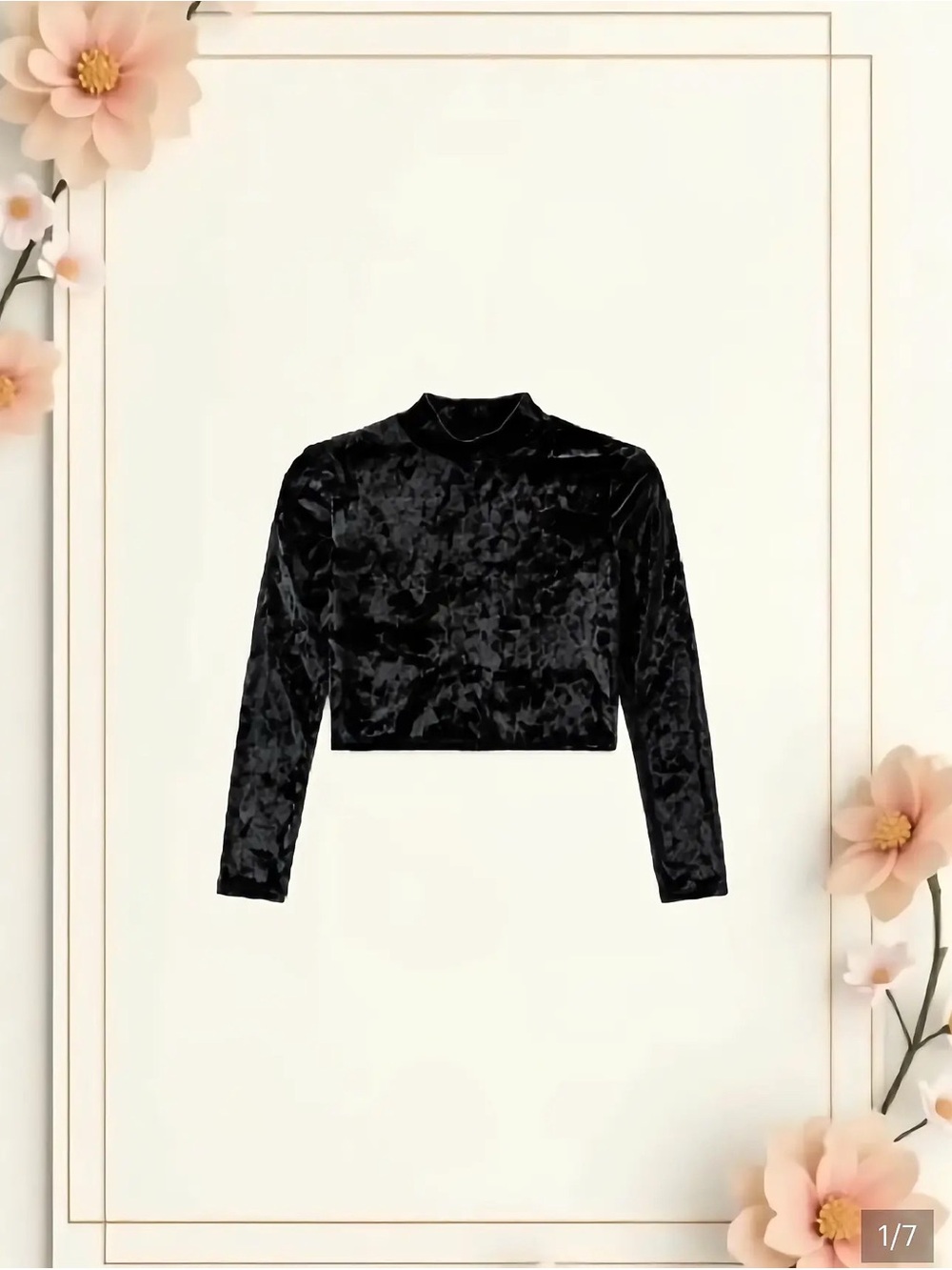 NWT Nordstrom BP Black Velvet Long Sleeve Crop Top